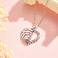 Personalized Heart Necklace Custom Family Name Birthstone Necklace Gift for Mother Grandma