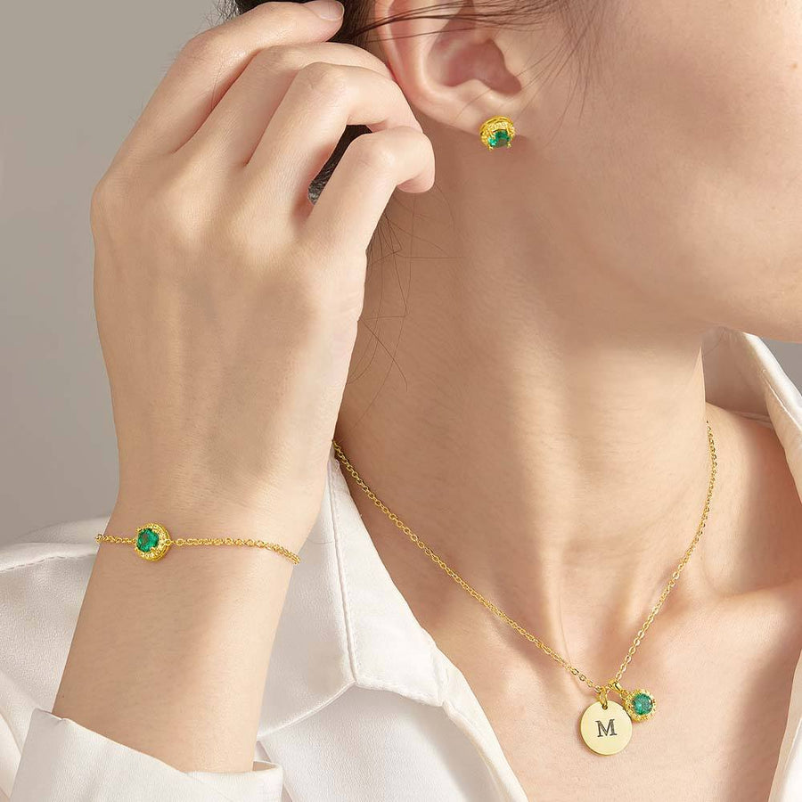 Personalized Earrings Bracelet Necklace Jewelry Set Wedding Bridesmaid Proposal Gift Box