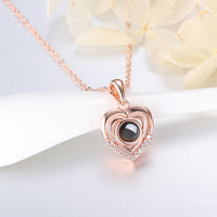 Customized Heart Pendant Photo Projection Necklace 925 Sterling Silver