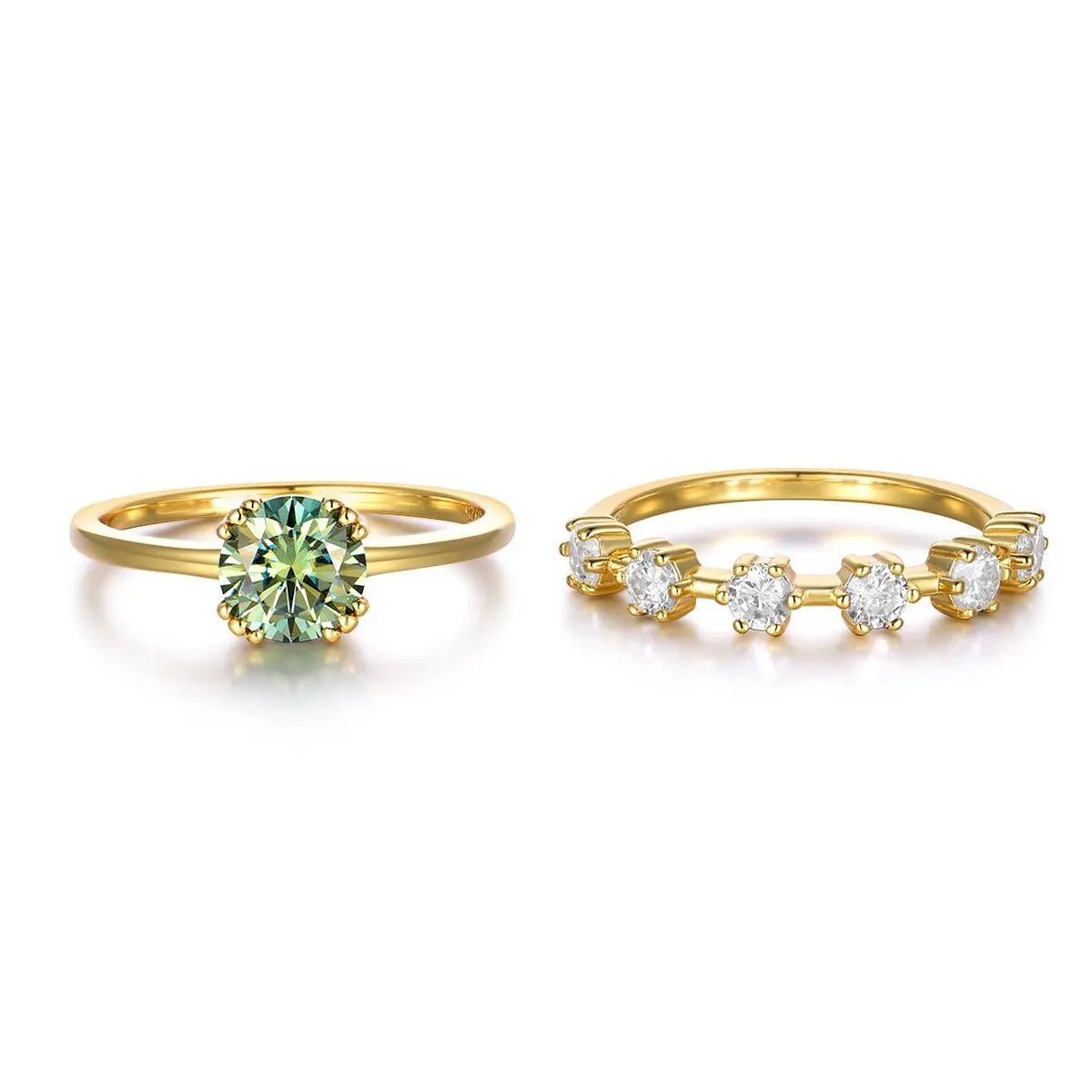 1 Carat Moissanite 925 Sterling Silver 2pcs Ring Set - Coolpeacock