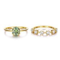 1 Carat Moissanite 925 Sterling Silver 2pcs Ring Set - Coolpeacock