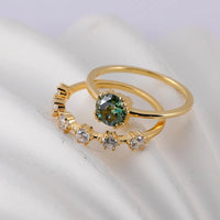1 Carat Moissanite 925 Sterling Silver 2pcs Ring Set - Coolpeacock