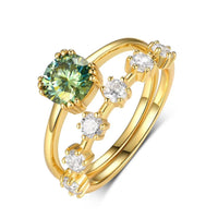 1 Carat Moissanite 925 Sterling Silver 2pcs Ring Set - Coolpeacock