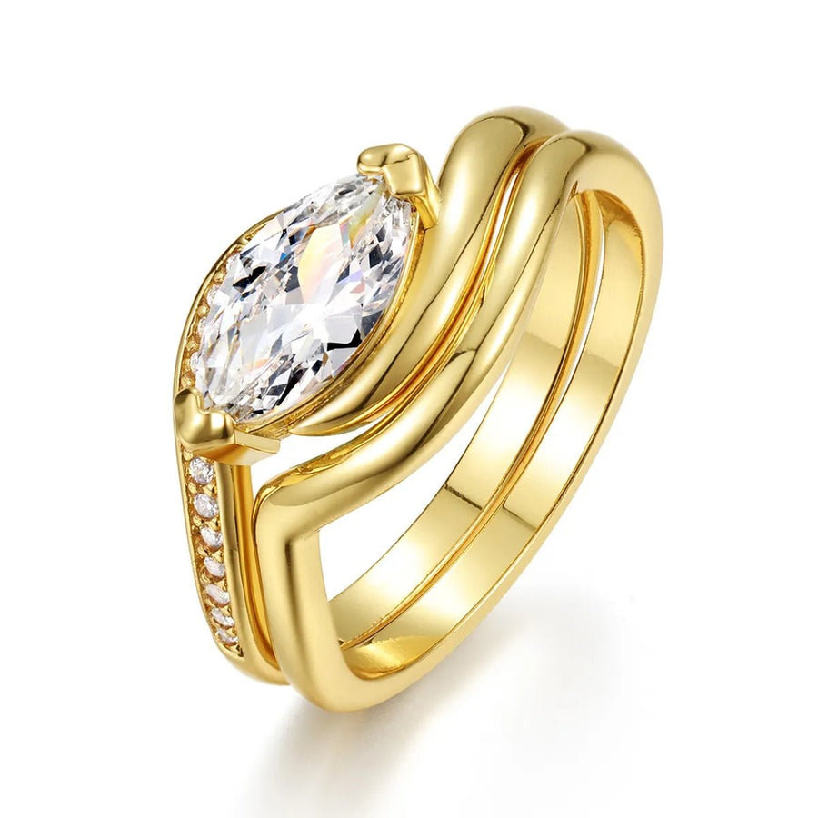 1 Carat Moissanite 925 Sterling Silver 2pcs Ring Set - Coolpeacock