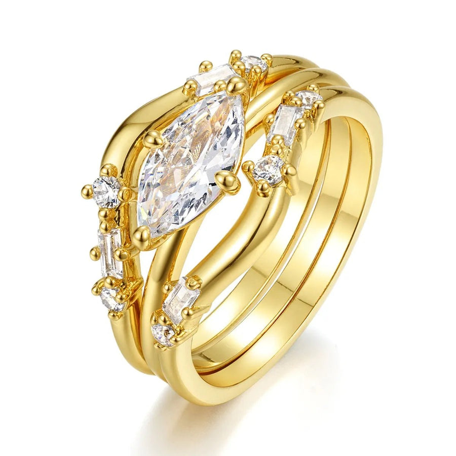 1 Carat Moissanite 925 Sterling Silver 3pcs Ring Set - Coolpeacock