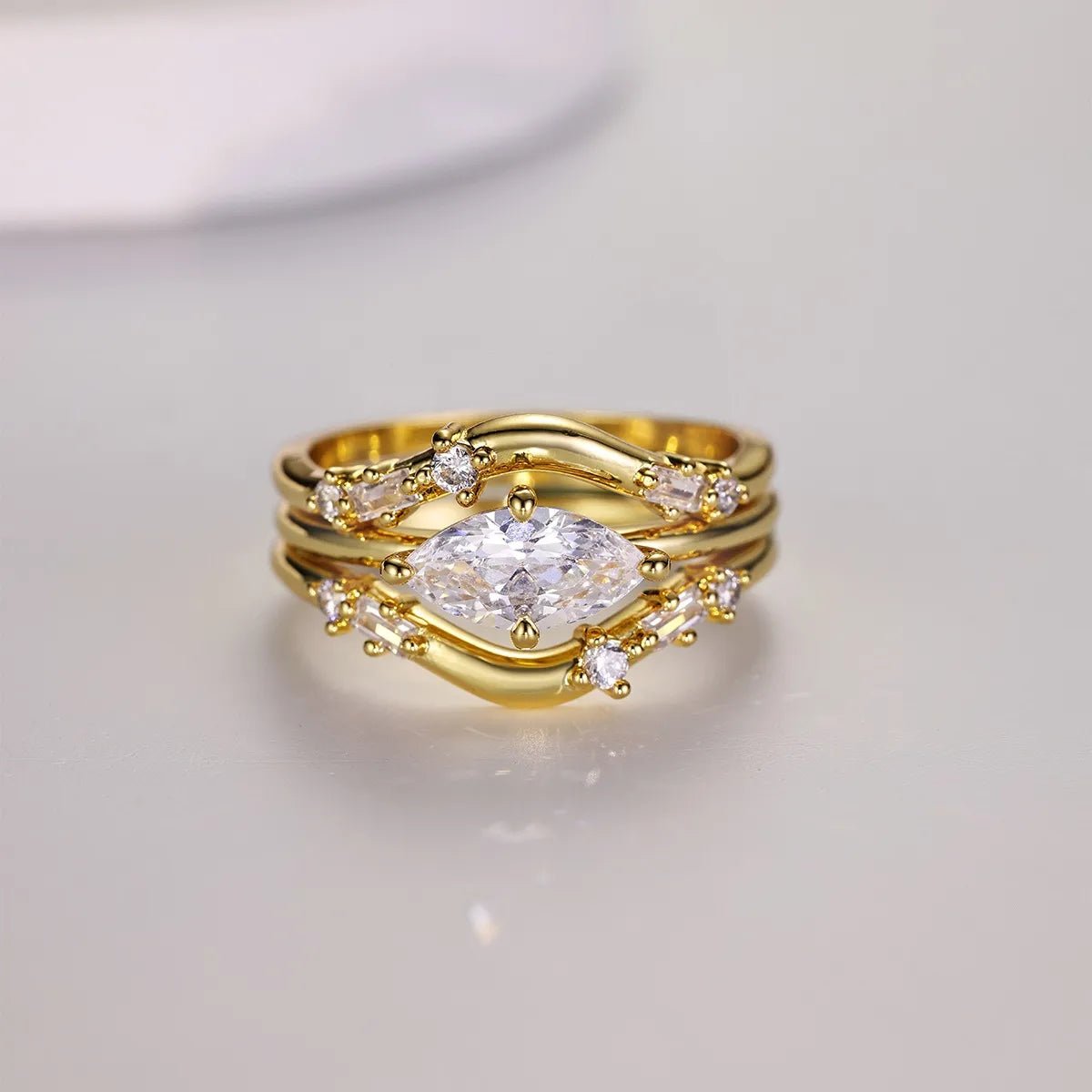 1 Carat Moissanite 925 Sterling Silver 3pcs Ring Set - Coolpeacock