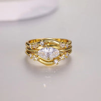 1 Carat Moissanite 925 Sterling Silver 3pcs Ring Set - Coolpeacock