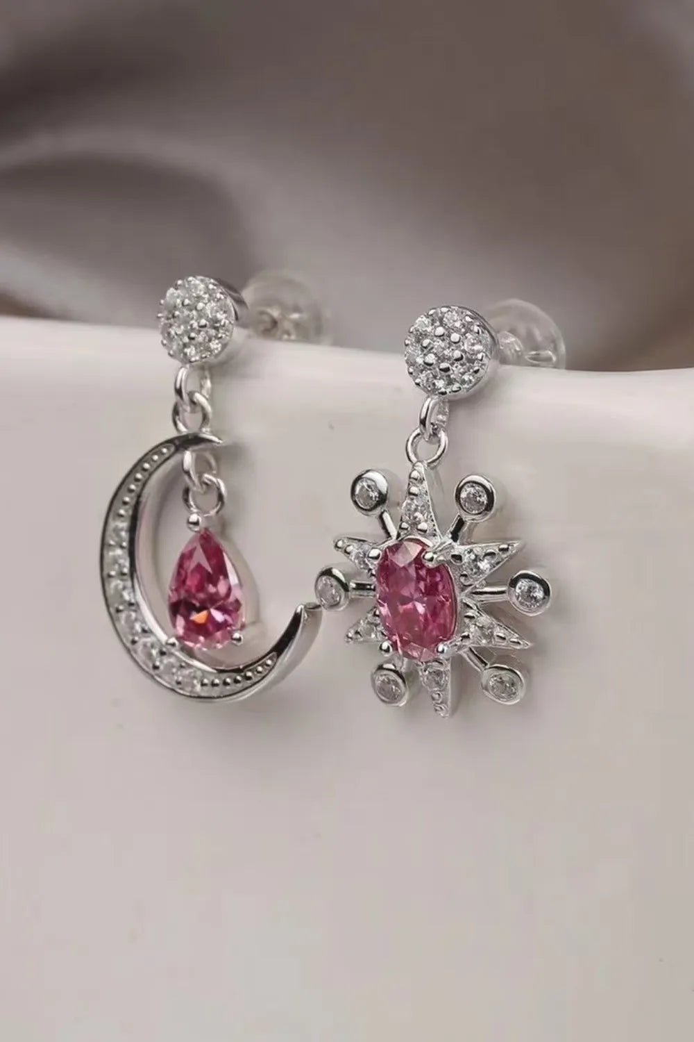 1 Carat Moissanite 925 Sterling Silver Moon & Star Earrings - Coolpeacock