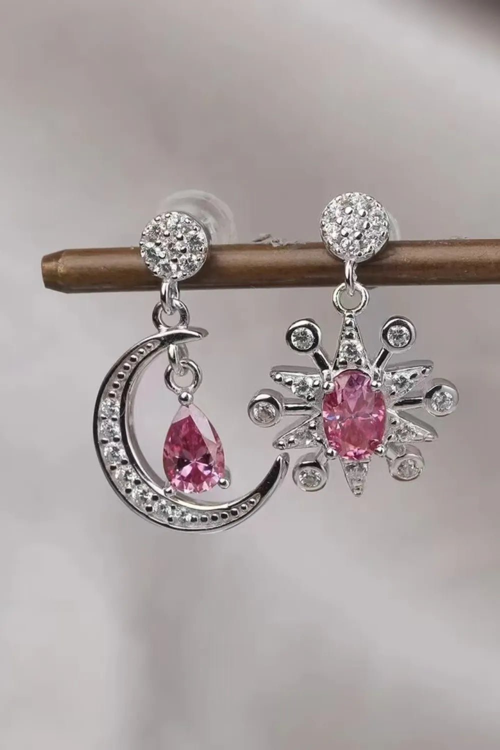 1 Carat Moissanite 925 Sterling Silver Moon & Star Earrings - Coolpeacock