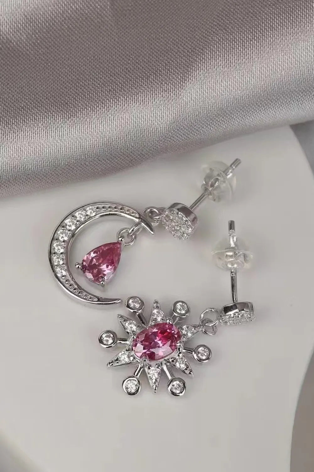 1 Carat Moissanite 925 Sterling Silver Moon & Star Earrings - Coolpeacock