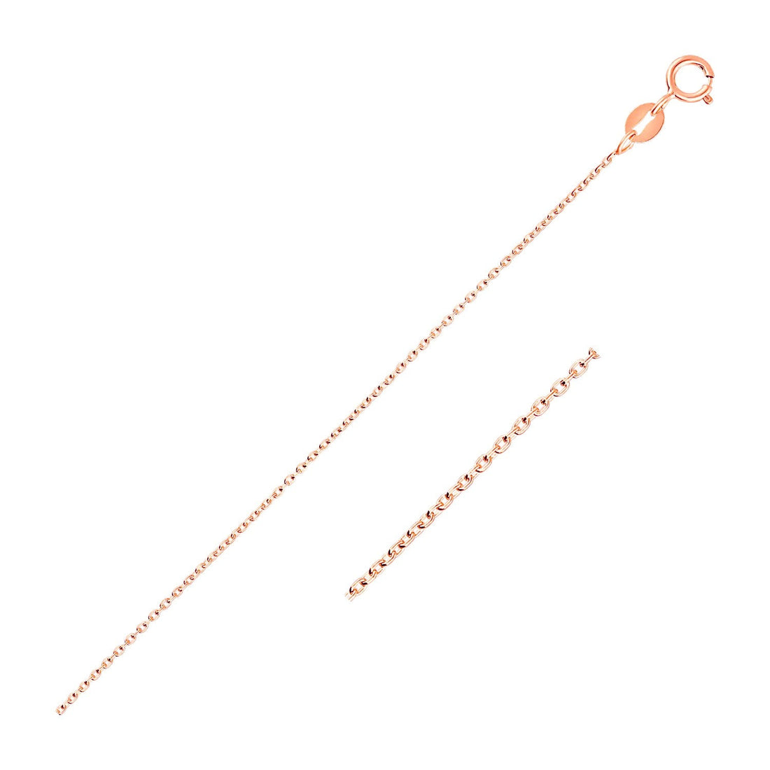 14k Pink Gold Oval Cable Link Chain (0.97 mm) - Coolpeacock