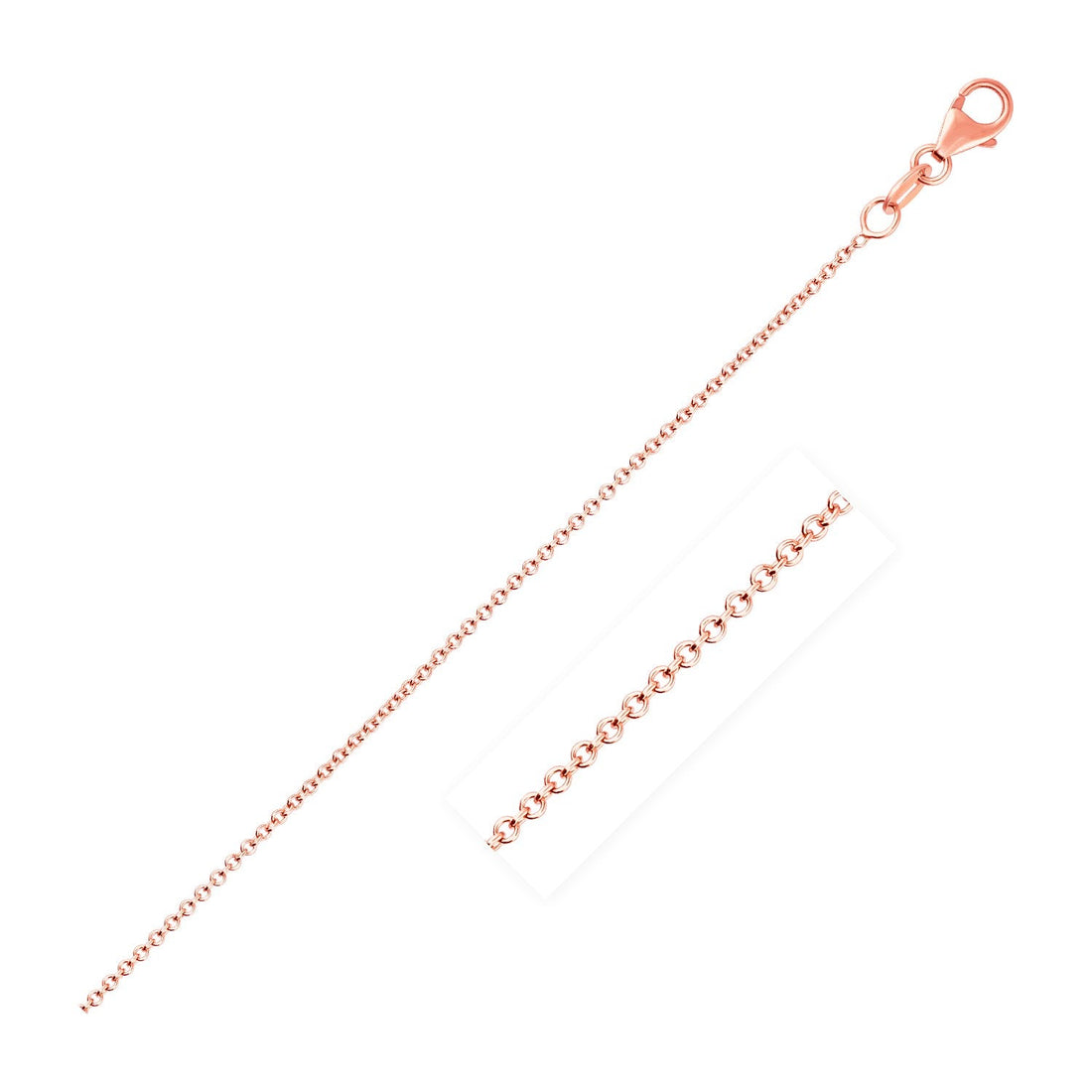 14k Pink Gold Round Cable Link Chain (1.10 mm) - Coolpeacock