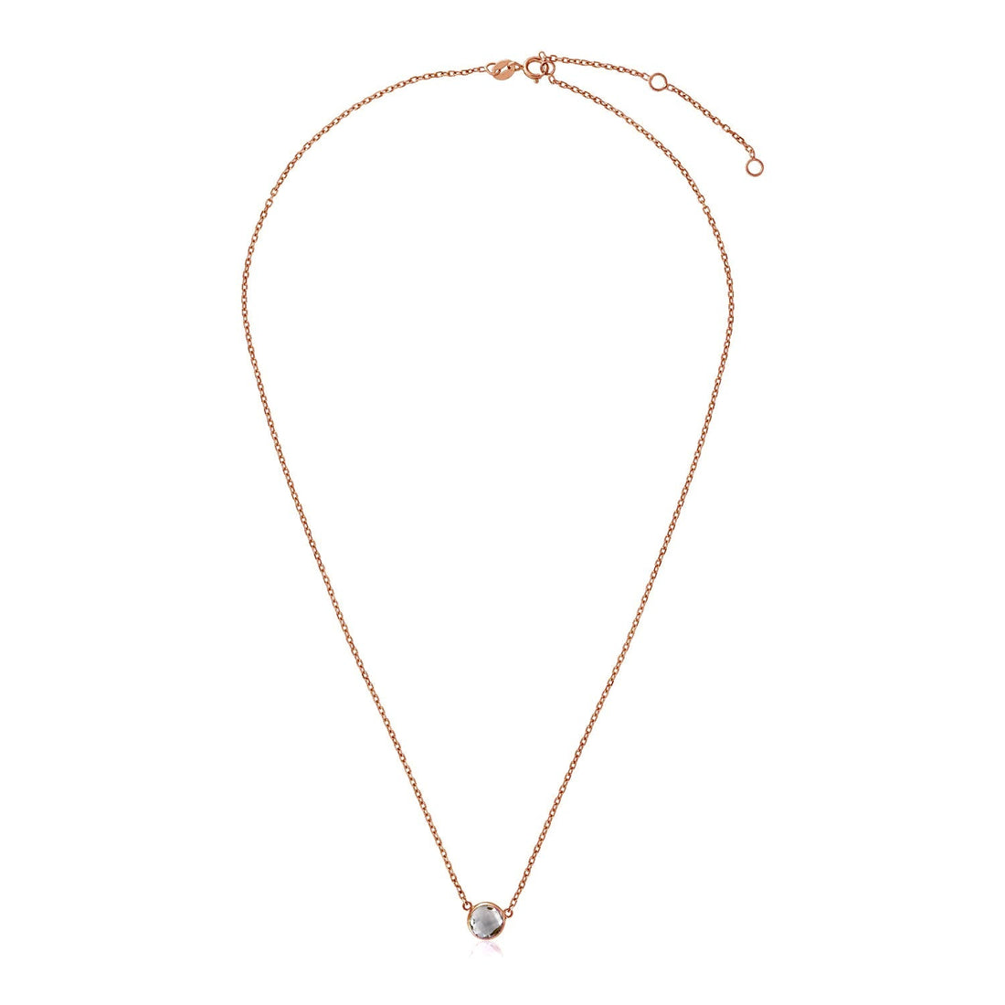 14k Rose Gold 17 inch Necklace with Round White Topaz - Coolpeacock