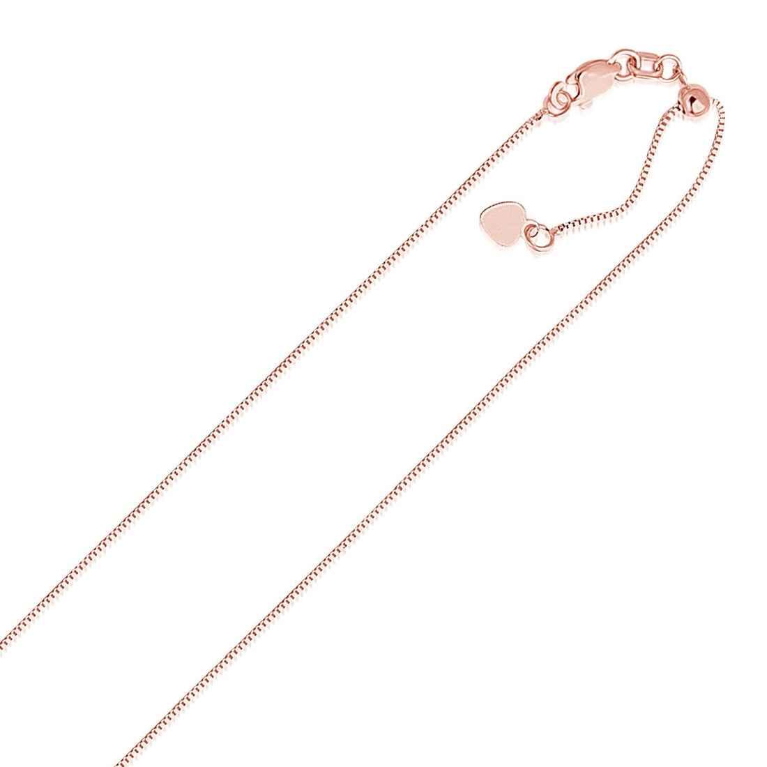 14k Rose Gold Adjustable Box Chain (0.70 mm) - Coolpeacock