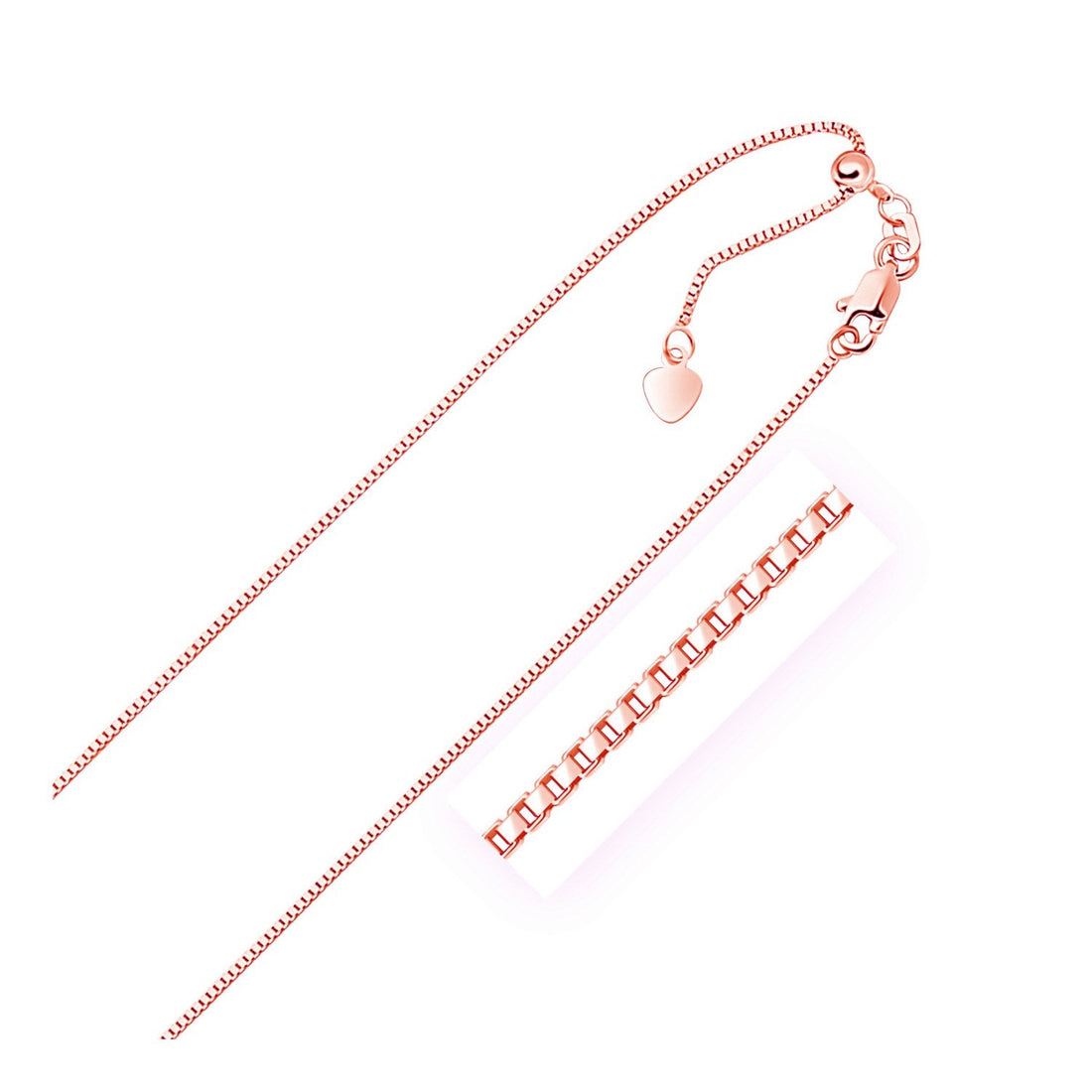 14k Rose Gold Adjustable Box Chain (0.85 mm) - Coolpeacock