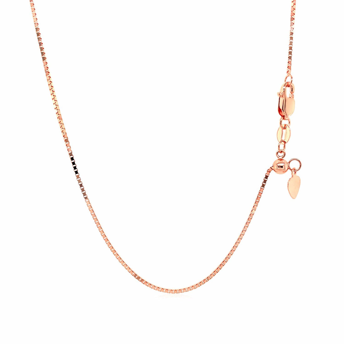 14k Rose Gold Adjustable Box Chain (0.85 mm) - Coolpeacock