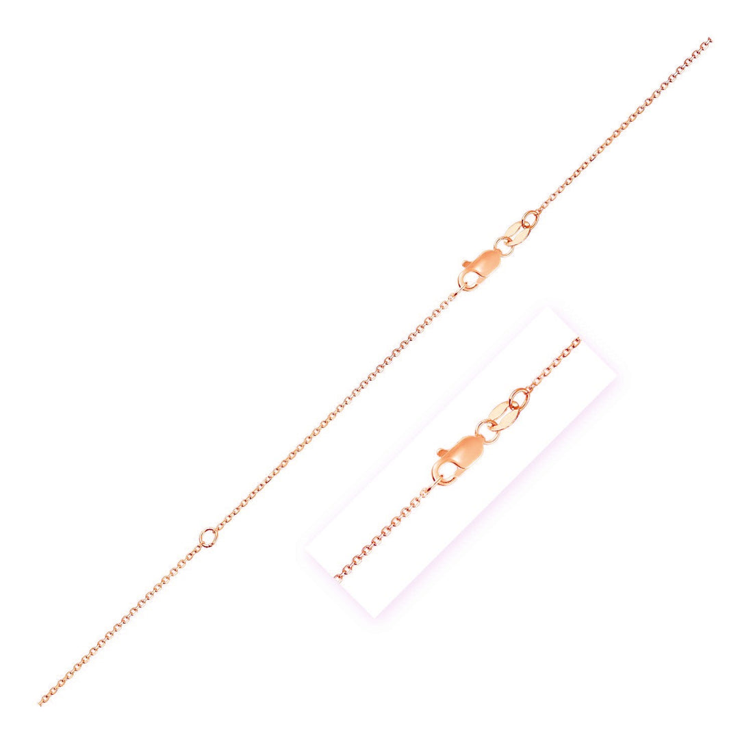 14k Rose Gold Adjustable Cable Chain (1.10 mm) - Coolpeacock