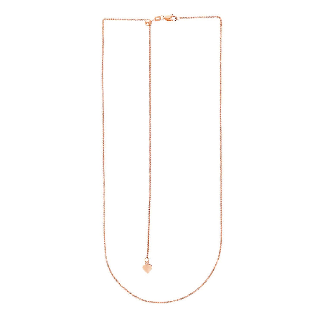 14k Rose Gold Adjustable Wheat Chain (1.00 mm) - Coolpeacock