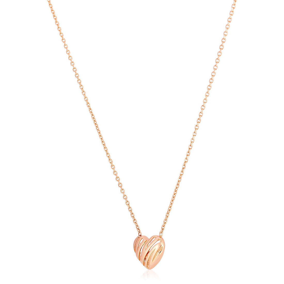 14k Rose Gold High Polish Scribbles Heart Necklace - Coolpeacock