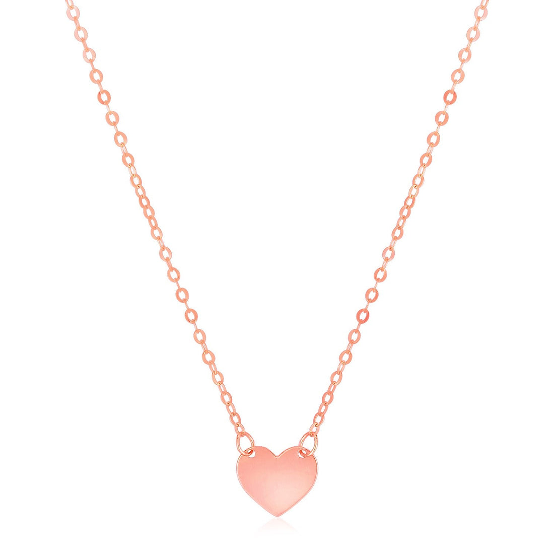 14k Rose Gold Polished Mini Heart Necklace - Coolpeacock