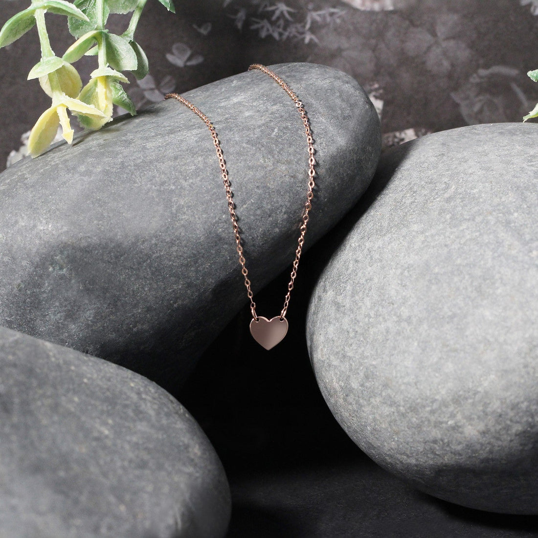 14k Rose Gold Polished Mini Heart Necklace - Coolpeacock