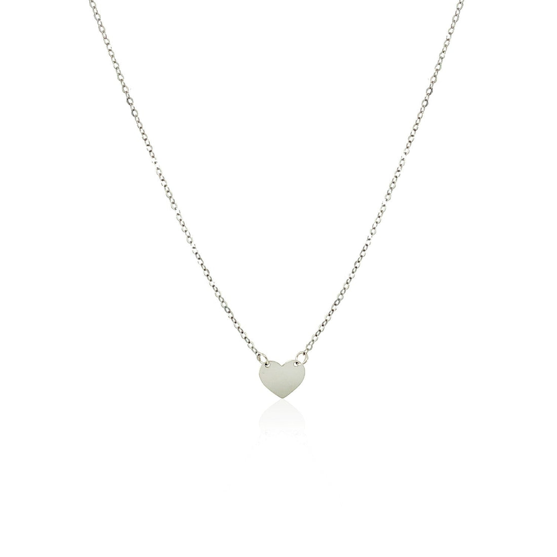 14k White Gold Polished Mini Heart Necklace - Coolpeacock