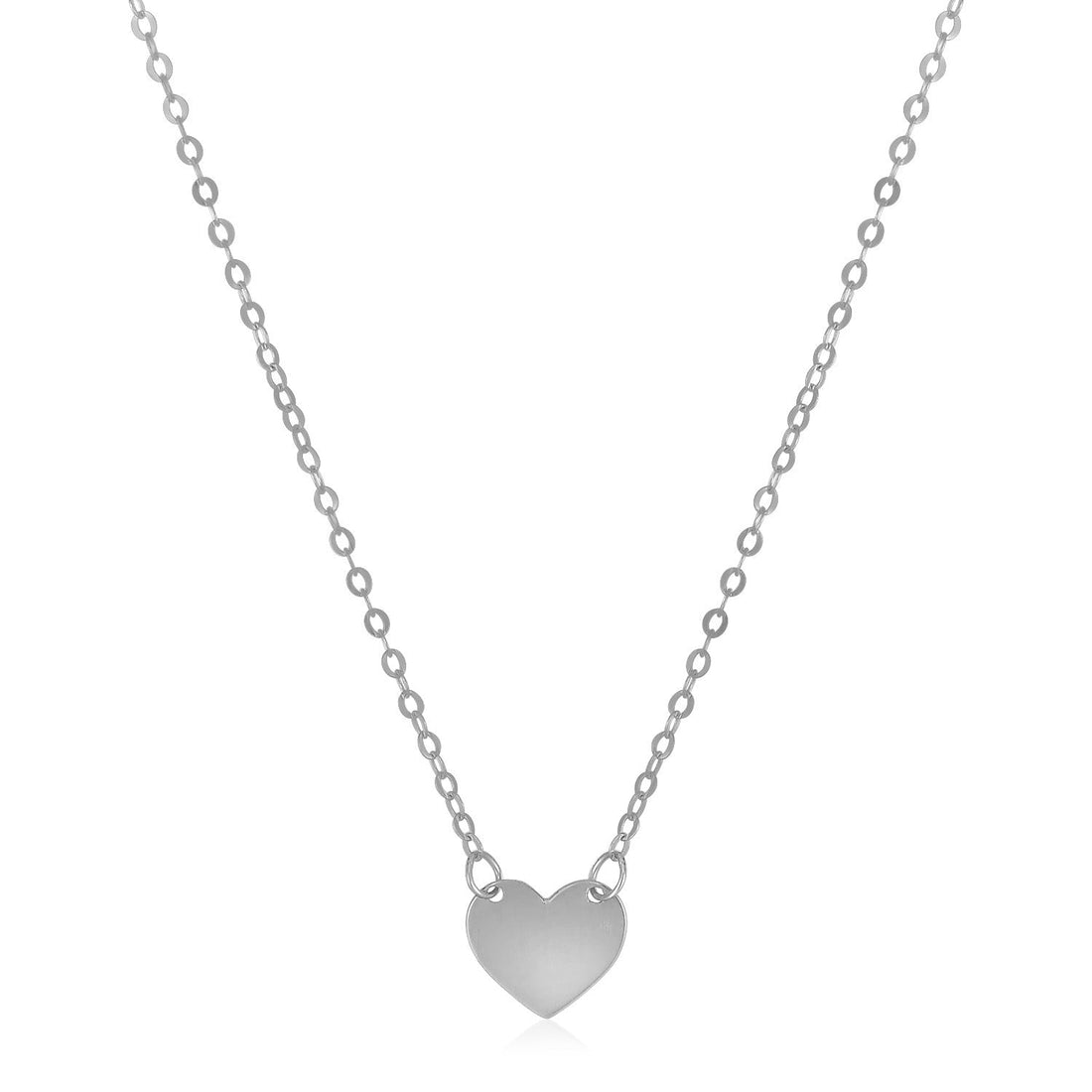 14k White Gold Polished Mini Heart Necklace - Coolpeacock