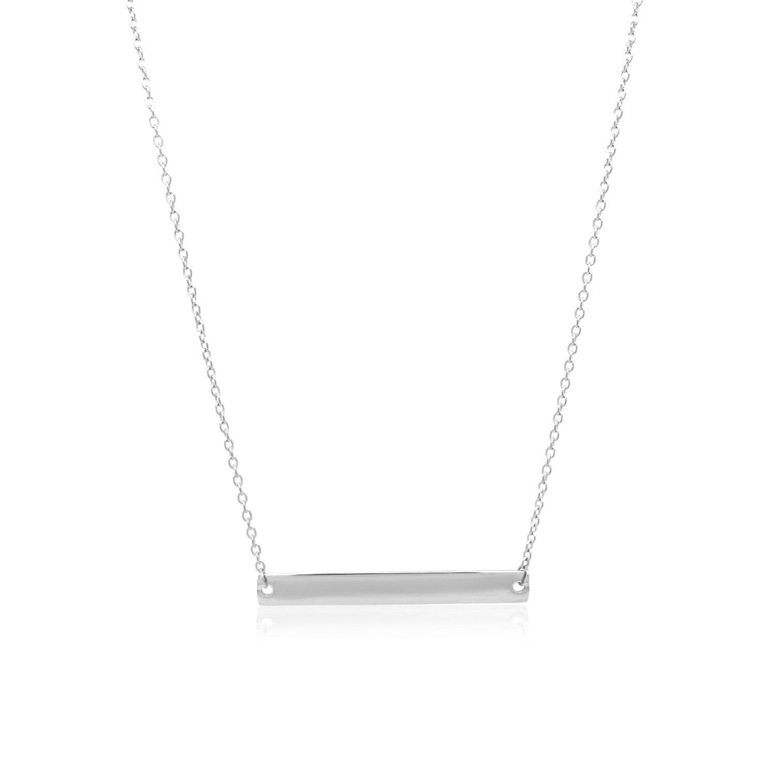 14k White Gold Smooth Flat Horizontal Bar Style Necklace - Coolpeacock