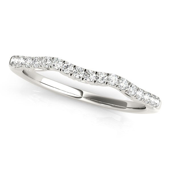 14k White Gold Wave Motif Diamond Wedding Band (1/5 cttw) - Coolpeacock