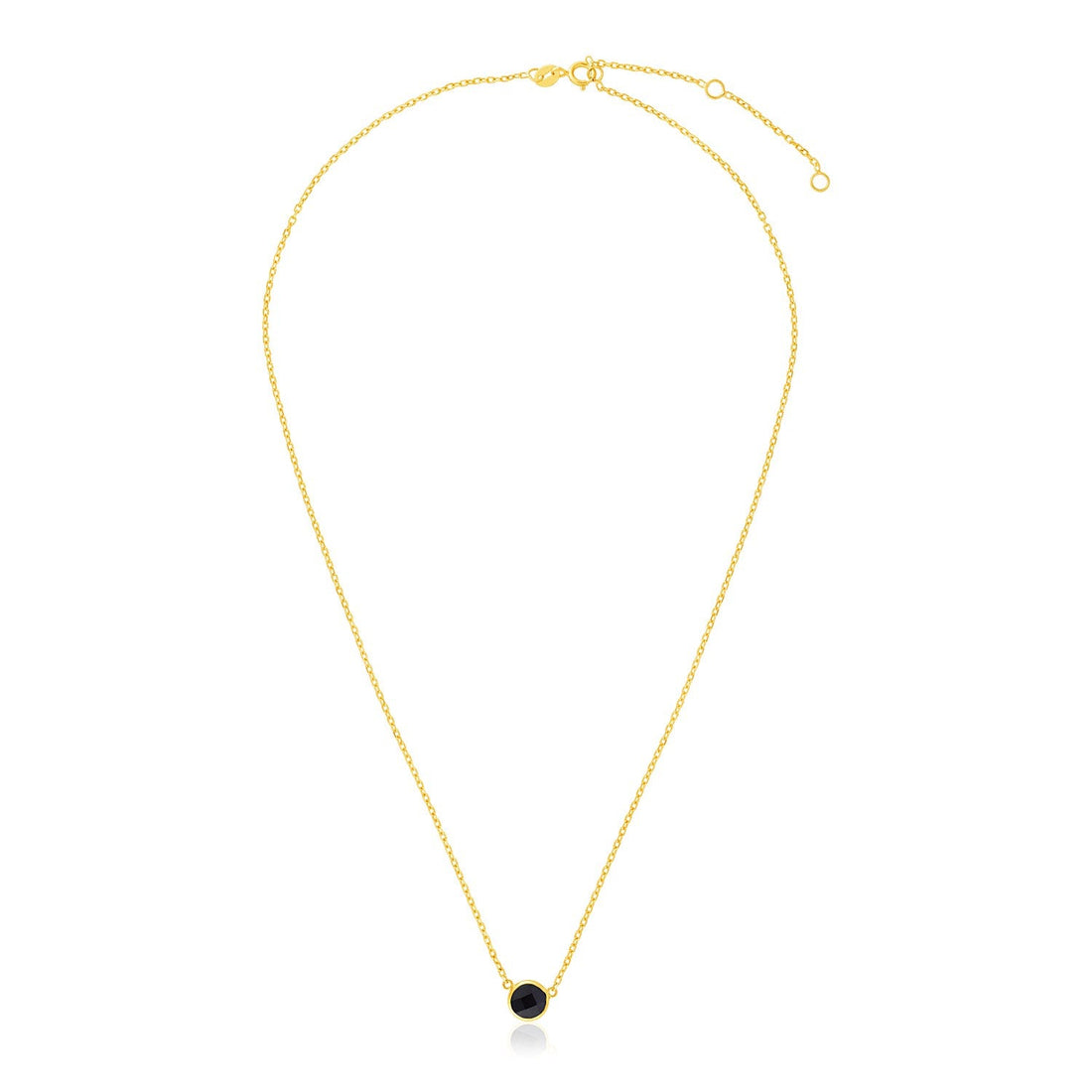 14k Yellow Gold 17 inch Necklace with Round Onyx - Coolpeacock