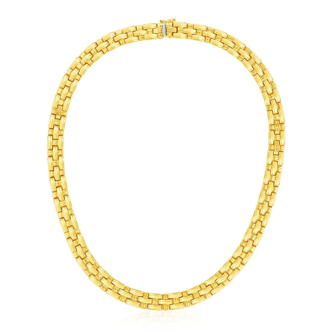 14k Yellow Gold Basket Weave Necklace - Coolpeacock