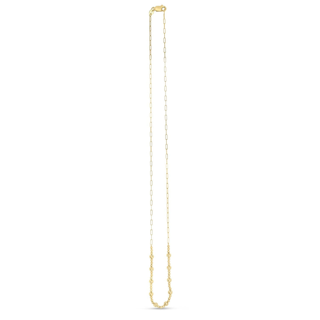 14k Yellow Gold Bead Paperclip Necklace - Coolpeacock