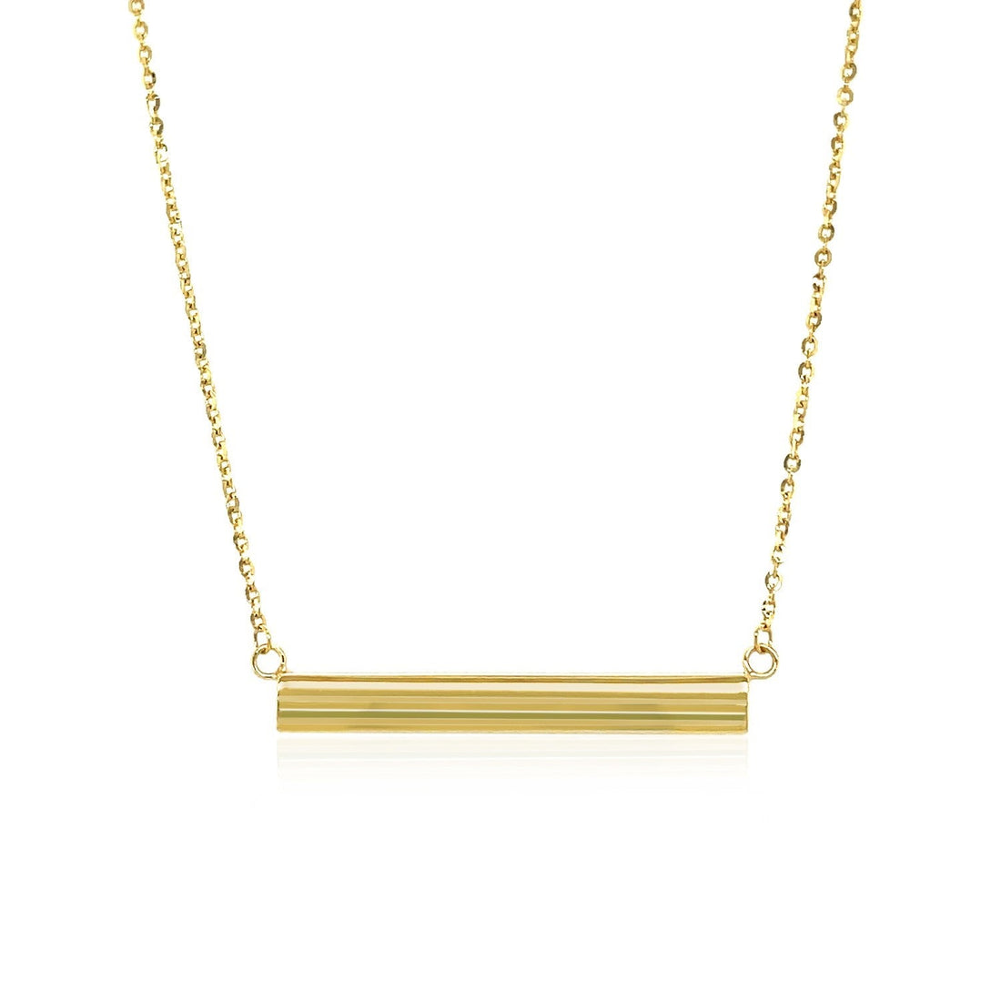 14k Yellow Gold Chain Necklace with a Shiny Flat Bar - Coolpeacock