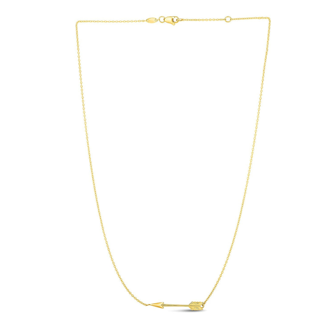 14k Yellow Gold Chain Necklace with Horizontal Arrow Pendant - Coolpeacock