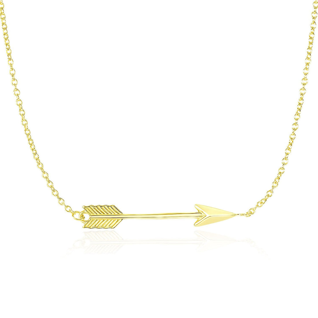 14k Yellow Gold Chain Necklace with Horizontal Arrow Pendant - Coolpeacock