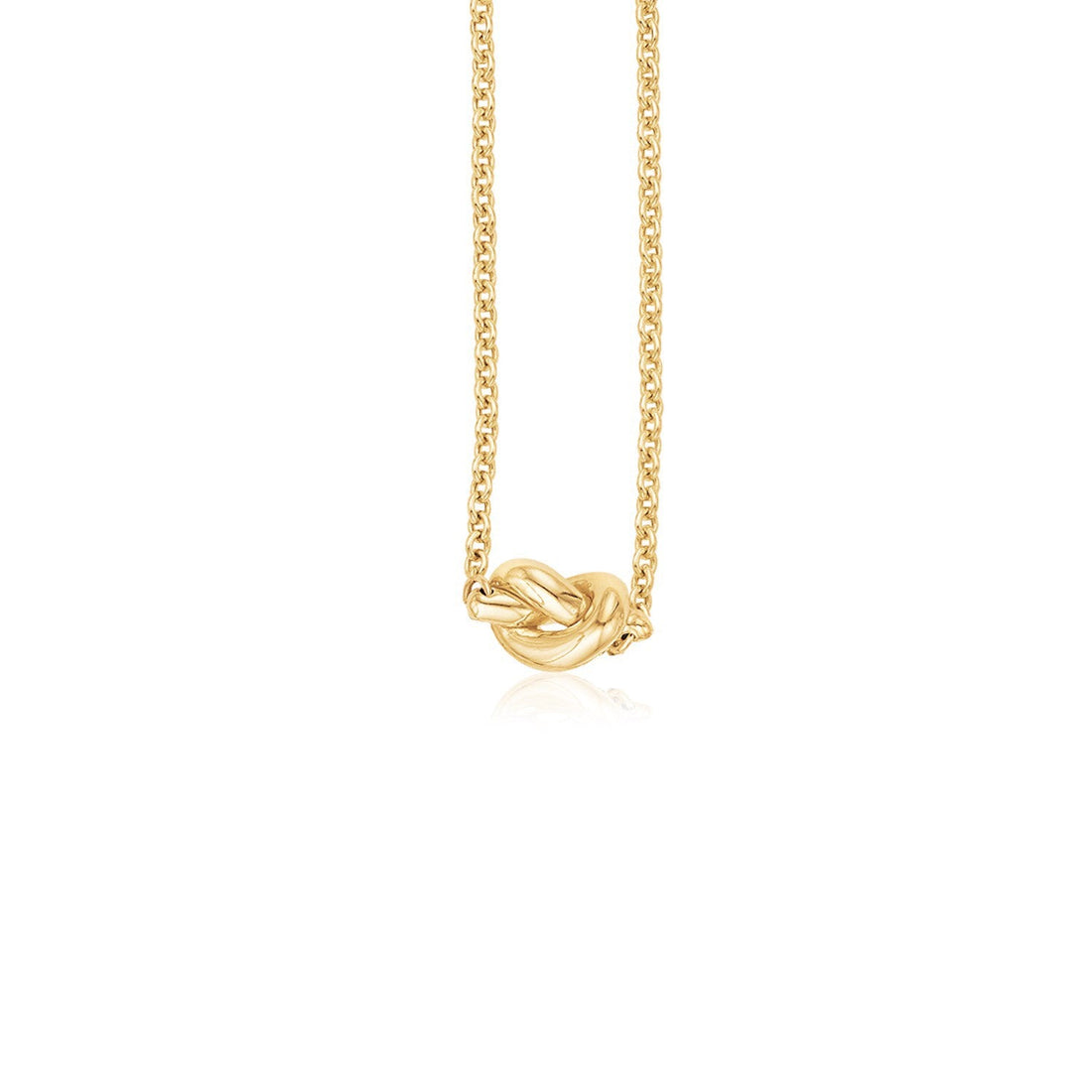 14k Yellow Gold Chain Necklace with Polished Knot - Coolpeacock