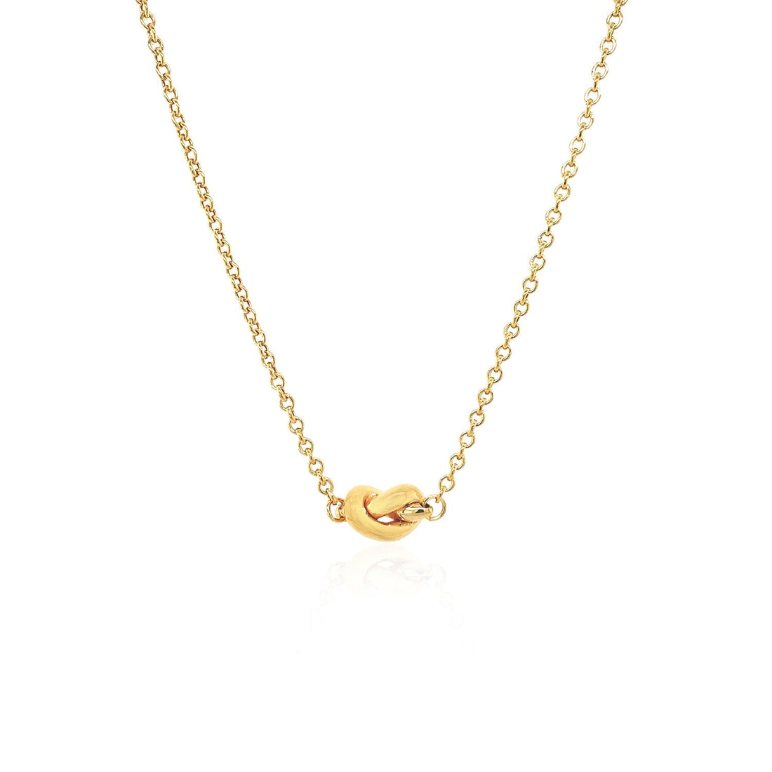 14k Yellow Gold Chain Necklace with Polished Knot - Coolpeacock