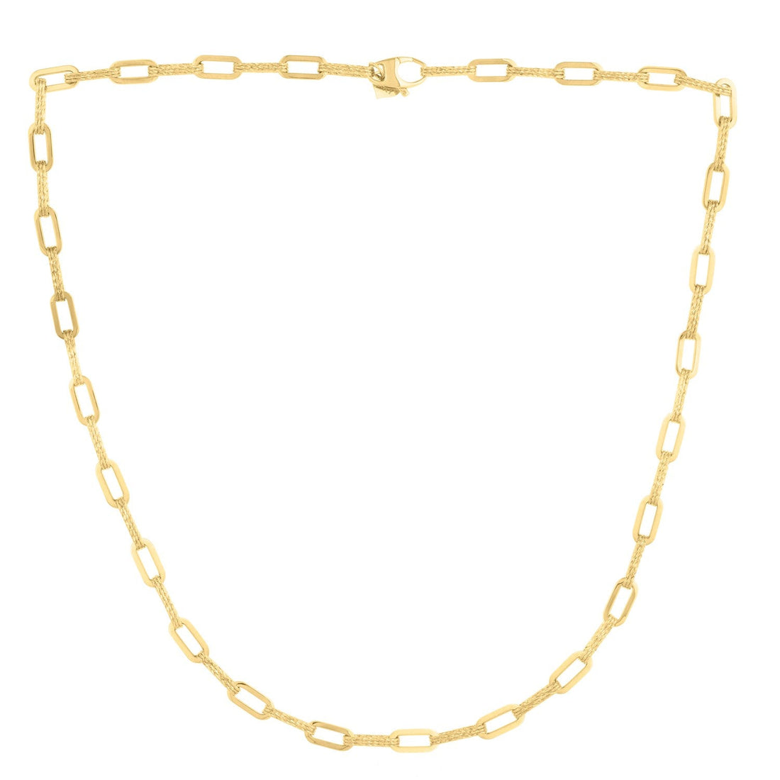 14k Yellow Gold Diamante Paperclip Chain Necklace (4.00 mm) - Coolpeacock