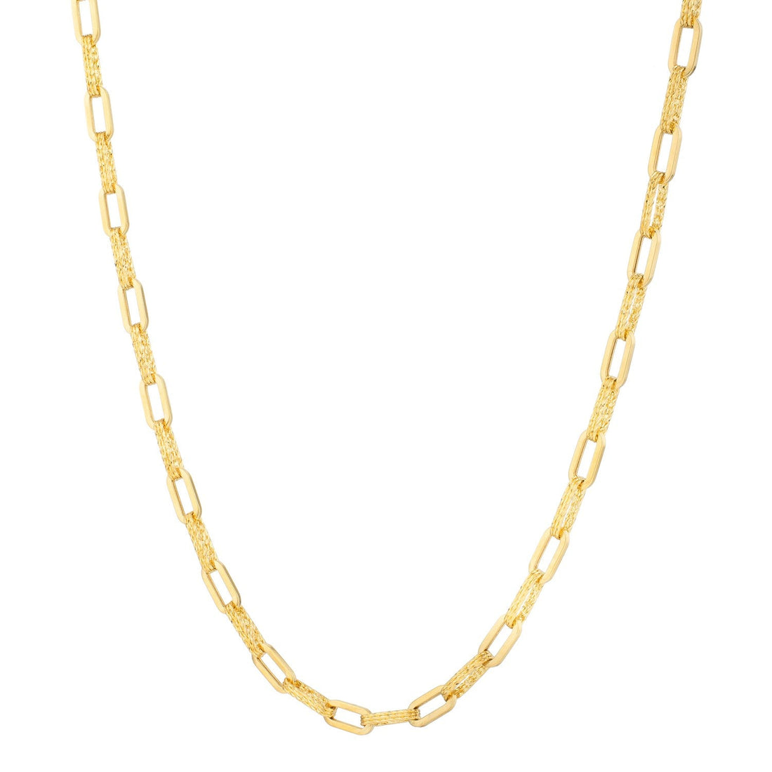 14k Yellow Gold Diamante Paperclip Chain Necklace (4.00 mm) - Coolpeacock