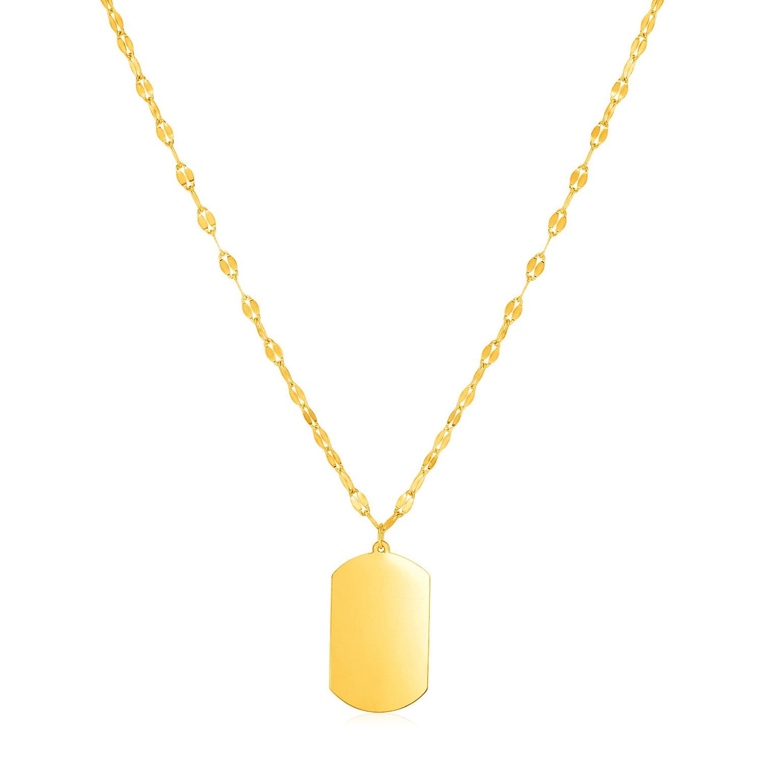 14K Yellow Gold Dog Tag Necklace - Coolpeacock