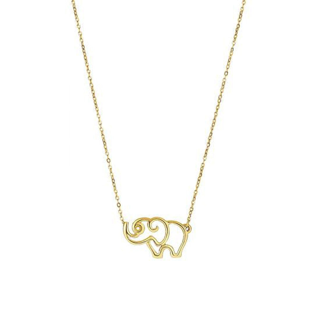 14k Yellow Gold Elephant Necklace - Coolpeacock