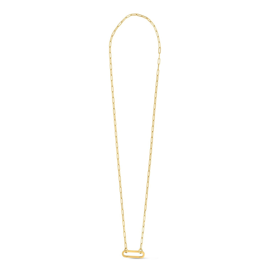 14k Yellow Gold Elongated Link Paperclip Necklace - Coolpeacock