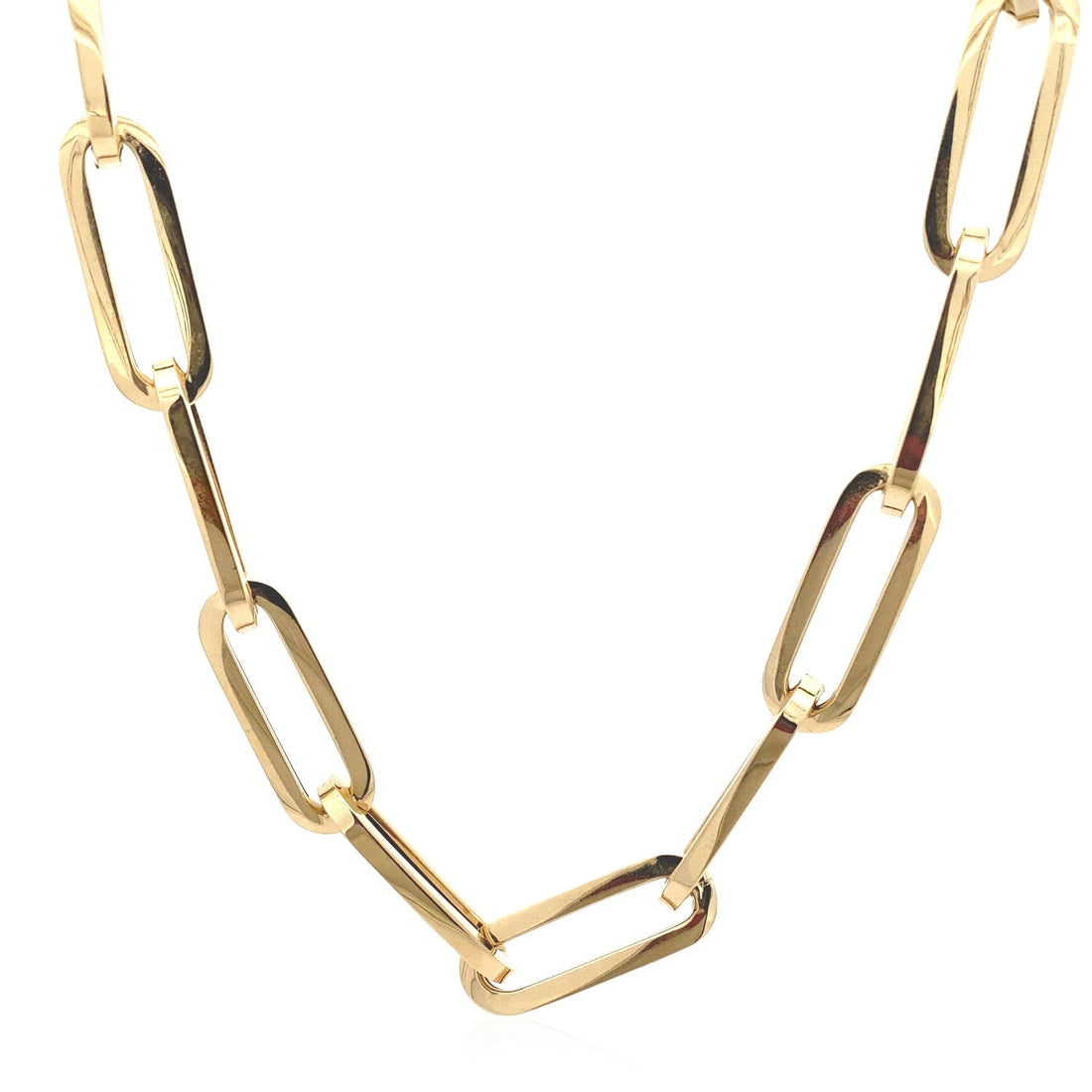 14k Yellow Gold Extra Wide Paperclip Chain Necklace - Coolpeacock