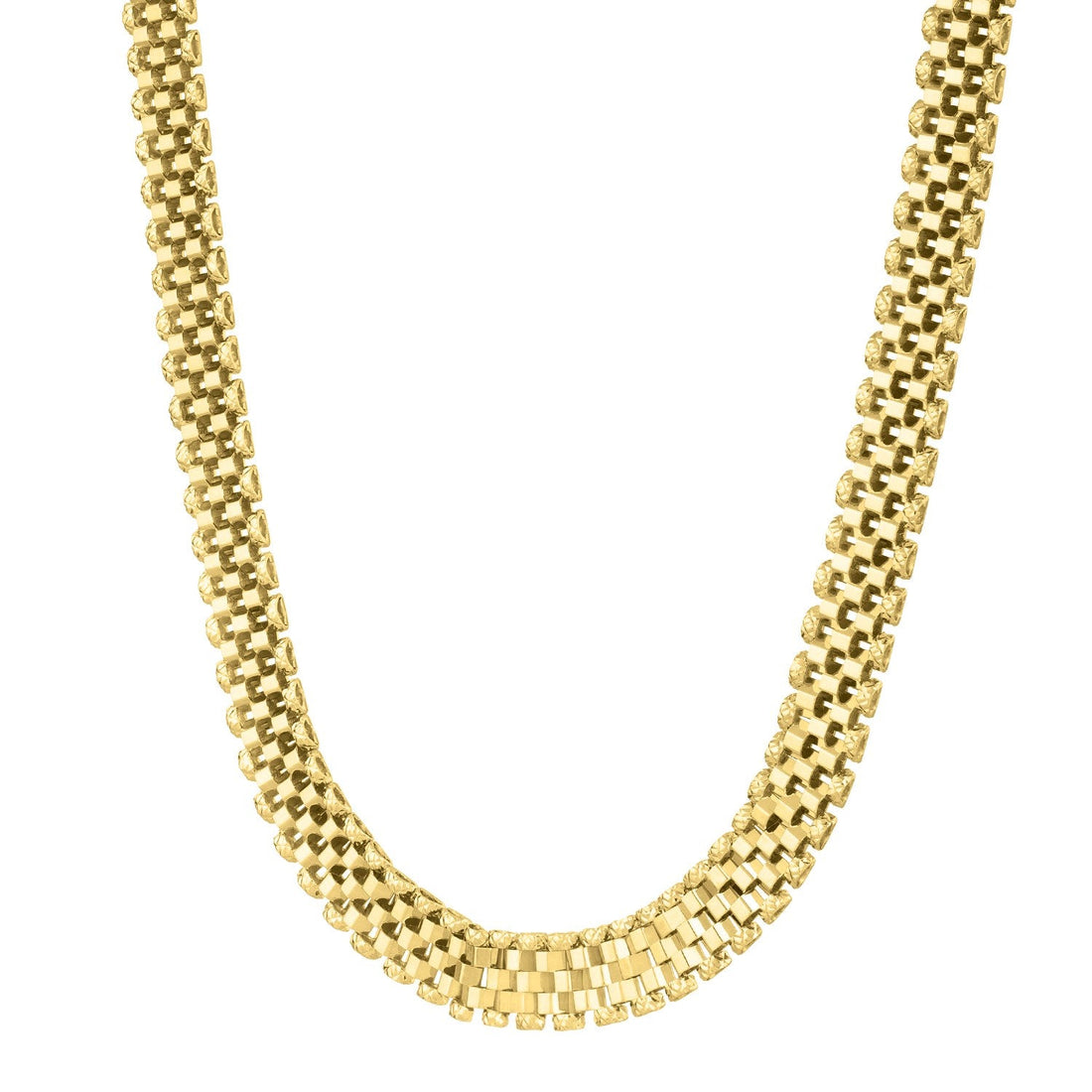 14k Yellow Gold Faceted Panther Link Chain Necklace - Coolpeacock