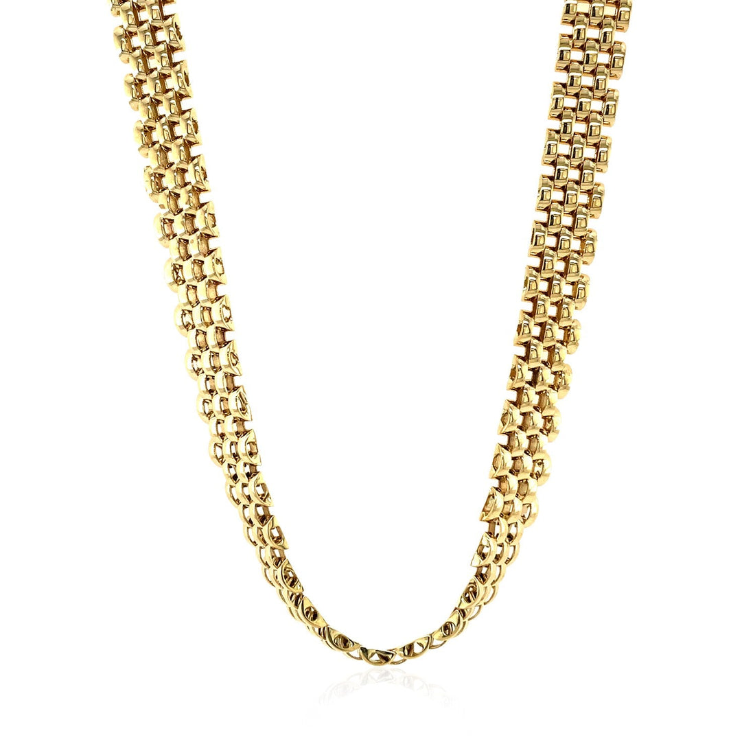 14k Yellow Gold Fancy Polished Multi - Row Panther Link Necklace - Coolpeacock