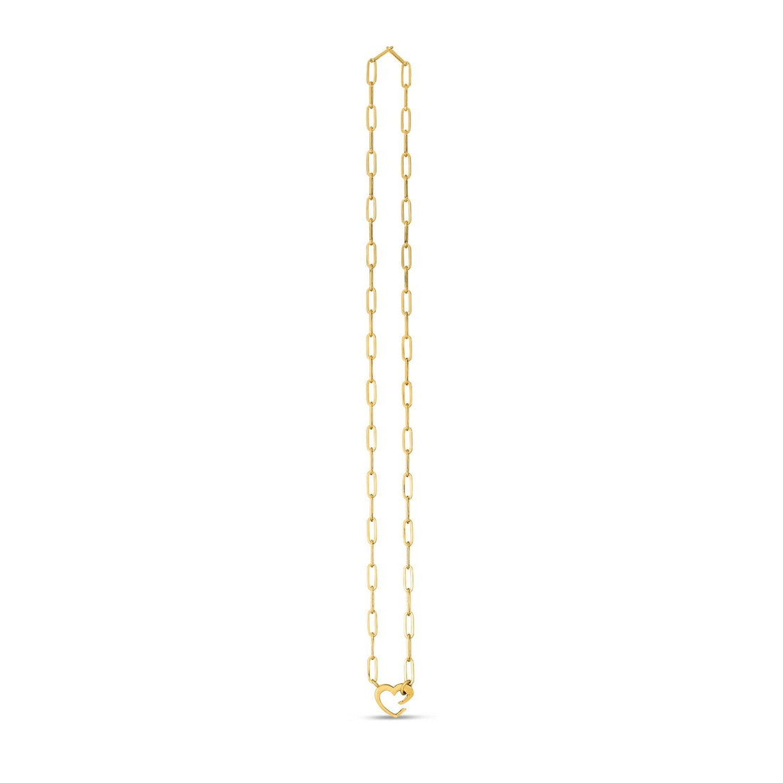 14k Yellow Gold Heart Element Paperclip Necklace - Coolpeacock