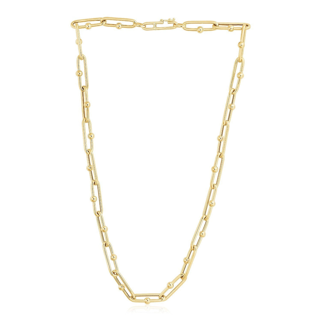 14k Yellow Gold High Polish Elongated Paperclip Jax Link Necklace - Coolpeacock