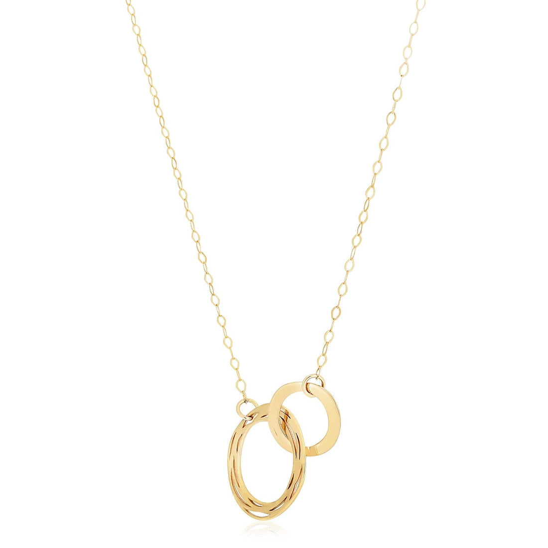 14k Yellow Gold High Polish Linked Double Circle Cutout Necklace - Coolpeacock