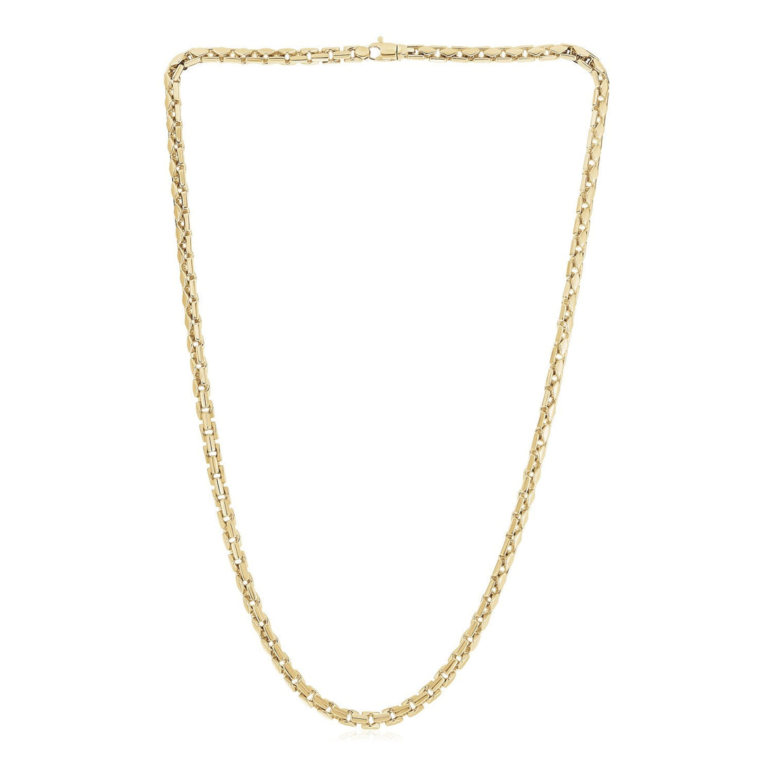 14k Yellow Gold High Polish Mens Fancy Box Necklace (5.0mm) - Coolpeacock