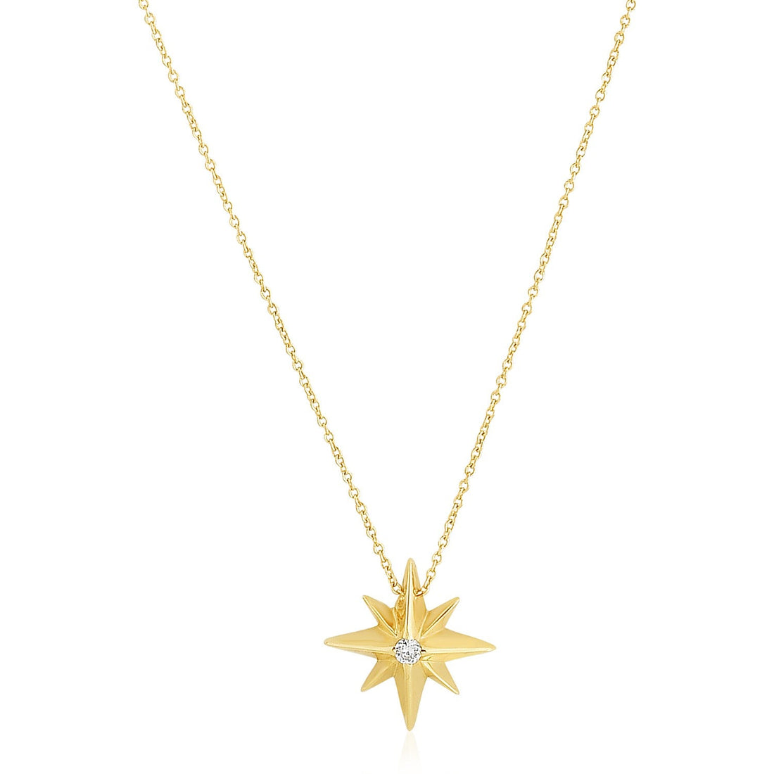 14k Yellow Gold High Polish North Star Necklace - Coolpeacock